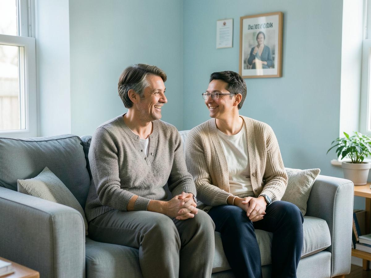 Pareja conversando durante una sesión de terapia